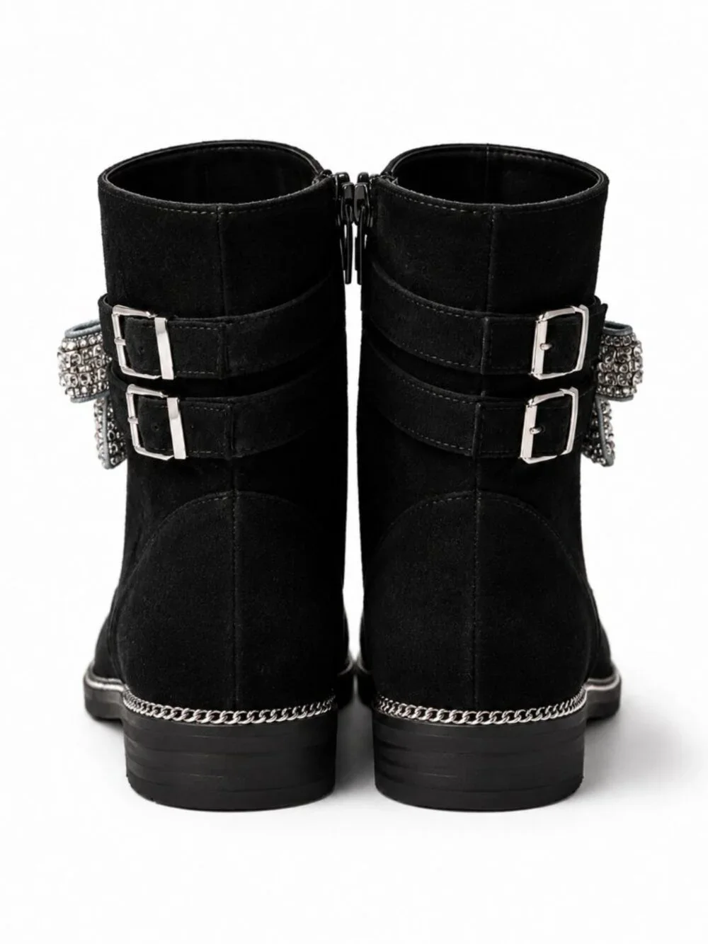 Kurt Geiger Sutton Crystal Bow Combat Boots Black Suede EU 39 - Picture 3 of 3